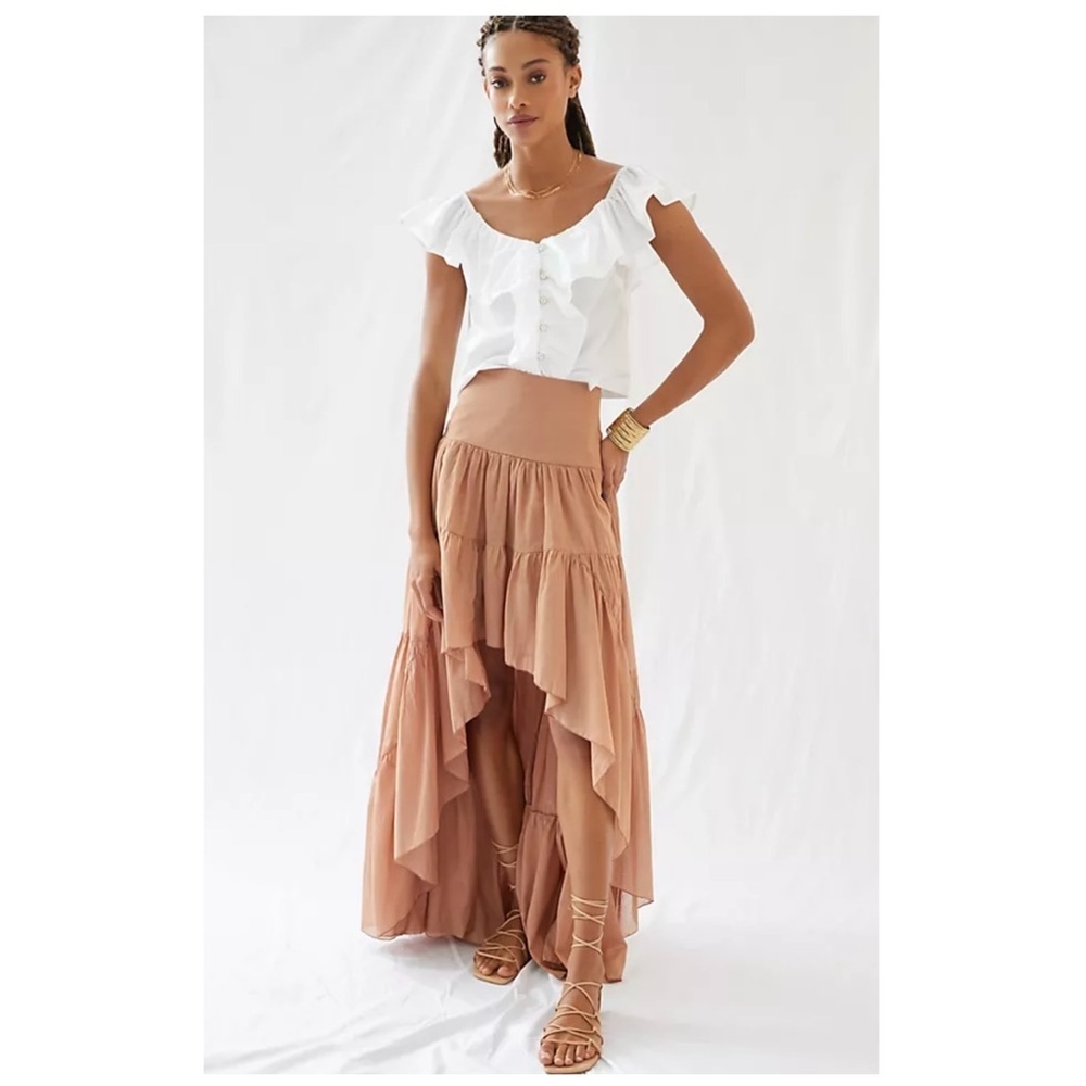Erika Peña Anthropologie | Romantic Tiered High-Low Maxi Skirt Rose Rita | XS/S